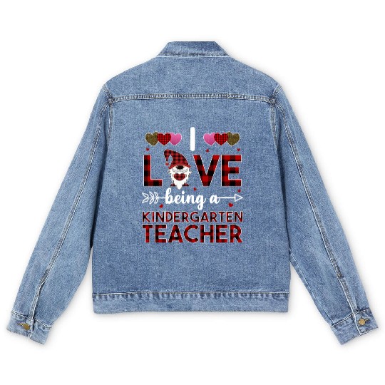 I Love Being A Kindergarten Teacher Men's Denim Jackets