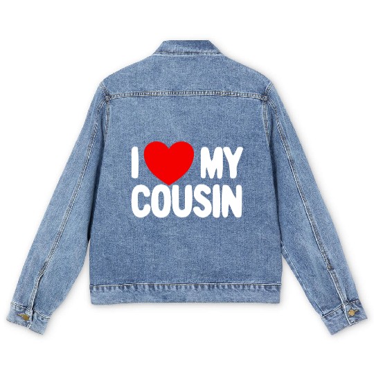 I Love My Cousin Red Heart Redneck Love My Cousin Men's Denim Jackets