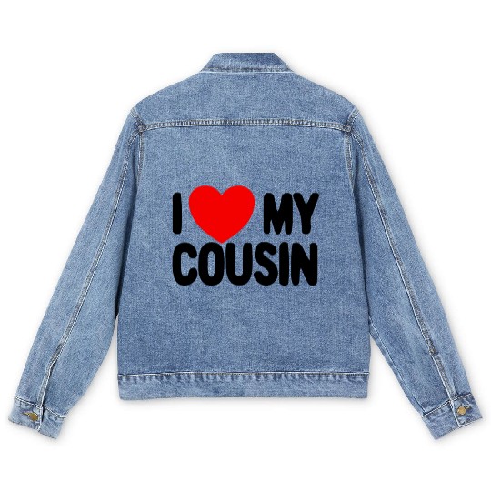 I Love My Cousin Red Heart Redneck Love My Cousin Men's Denim Jackets
