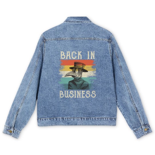 Plague Doctor Mask Vintage Retro Quarantine Humor Men's Denim Jackets