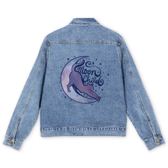 Moonchild Cat Moon Men's Denim Jackets
