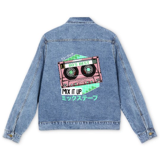 Mixtape 80s Japanese Otaku Cassette Tape Kanji Men's Denim Jackets