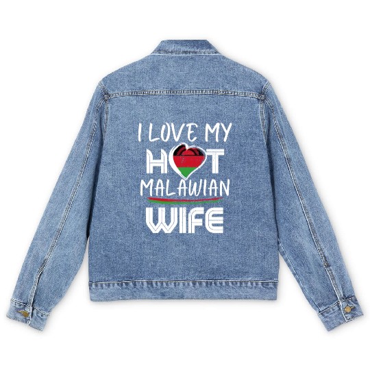 Funny I Love My Hot Malawian Wife Husband Men's Denim Jackets