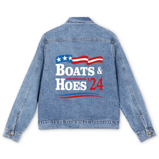 Boats & Hoes 24 Vintage Retro Meme Step Brother Men's Denim Jackets