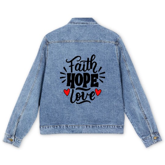 Faith Hope Love Men's Denim Jackets