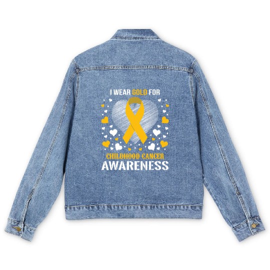 I Wear Childhood Cancer Awareness Supporter Ribbon Men's Denim Jackets