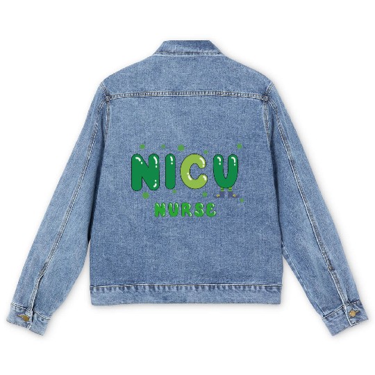 Cute NICU nurse St. Patrick's design Men's Denim Jackets