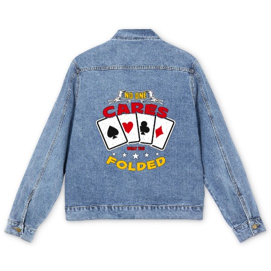 Classic Blackjack No One Cares What You Card Game Men's Denim Jackets