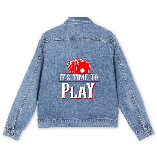 Classic Blackjack It's Time To Play Casino Dealer Men's Denim Jackets