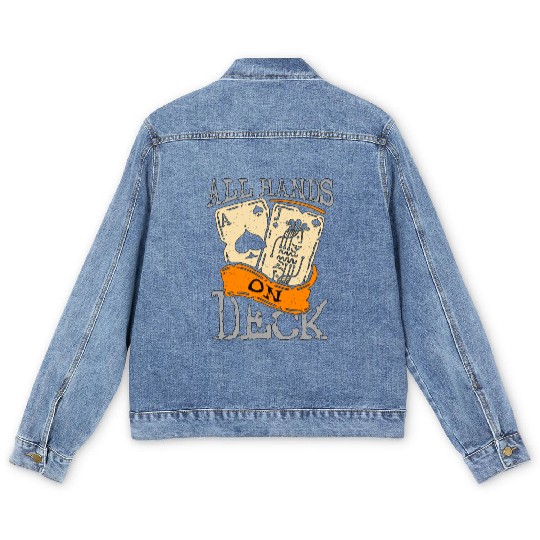 Classic Blackjack All Hands On Deck Loves Gambling Men's Denim Jackets