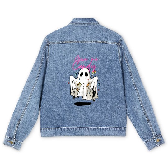 Give me Candy ! Cute Ghost Men's Denim Jackets
