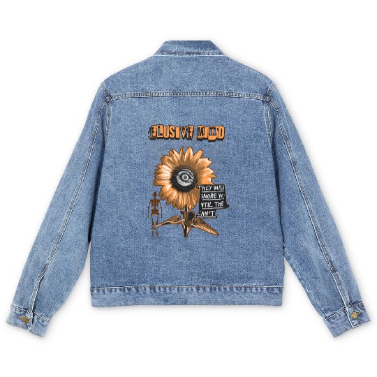 Sun Flower Mind in Retro Design with Skeleton Men's Denim Jackets