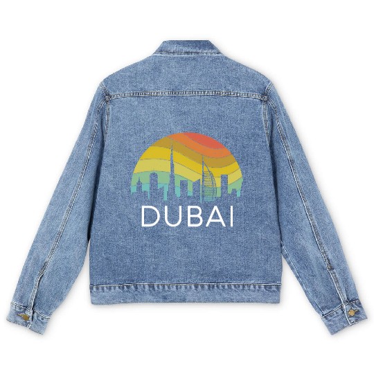 Dubai Skyline City Arab Emirates Uae Arcihtecture Men's Denim Jackets