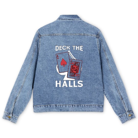 Classic Blackjack Deck The Halls Casino Gambling Men's Denim Jackets