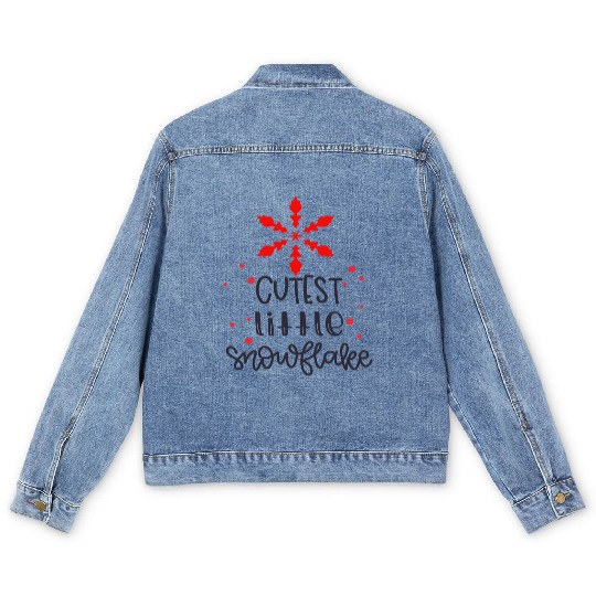 Cutest Snowflake Winter Snow Men's Denim Jackets