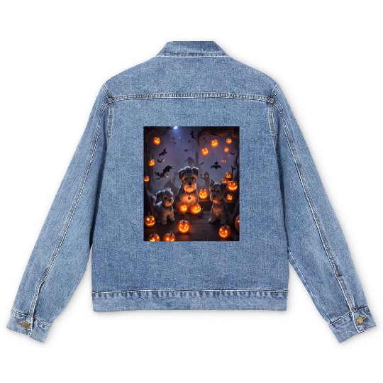Schnauzer Hallooween Spooktacular Men's Denim Jackets
