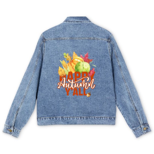 Happy Autumn y'all Men's Denim Jackets