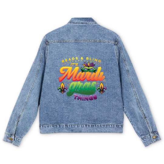 Beads & Bling It's Mardi Gras Things Men's Denim Jackets
