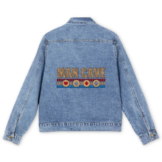 Cribbage Man Cave Loves Board Game Tournament Men's Denim Jackets