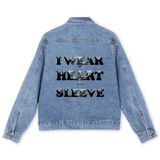 I wear my heart on my sleeve design Men's Denim Jackets gift