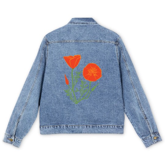 California Poppies on Clear Background Men's Denim Jackets