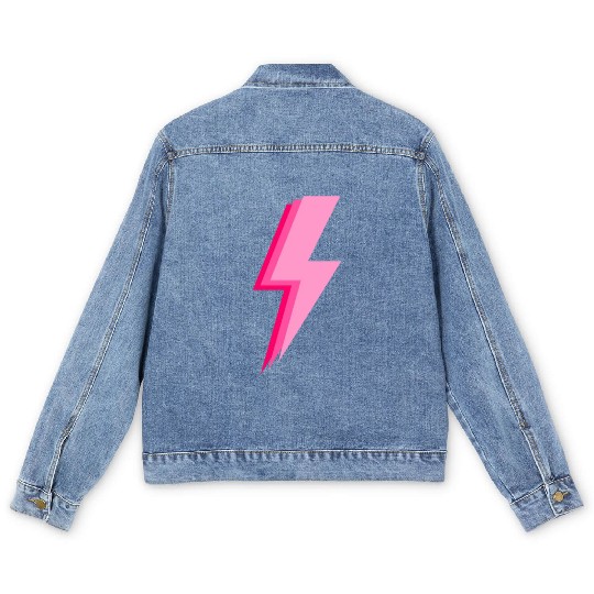 Layered trendy hot pink and light pink lightning Men's Denim Jackets