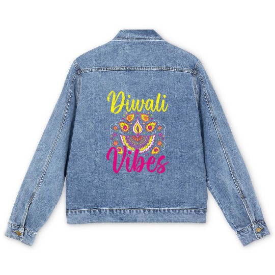 Happy Diwali Diwali Festival Indian Hindu Hinduism Men's Denim Jackets