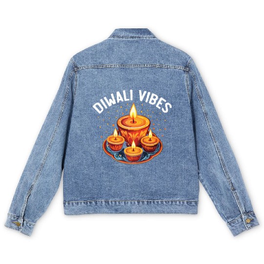 Happy Diwali Diwali Festival Indian Hindu Hinduism Men's Denim Jackets