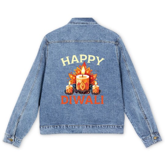 Happy Diwali Diwali Festival Indian Hindu Hinduism Men's Denim Jackets