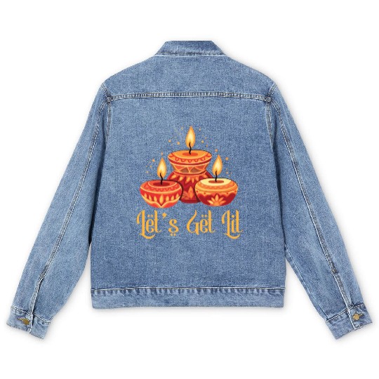 Happy Diwali Diwali Festival Indian Hindu Hinduism Men's Denim Jackets