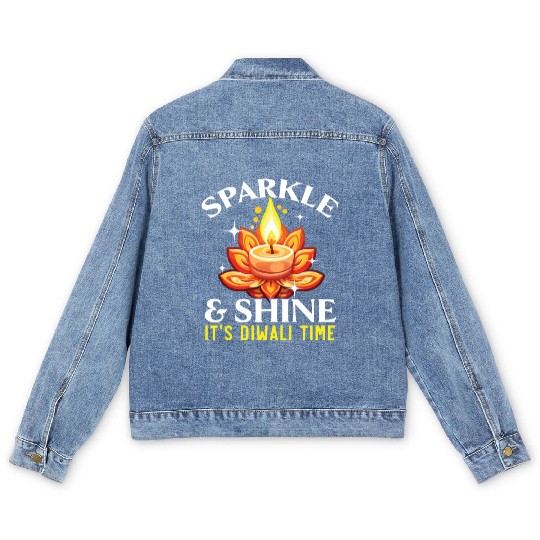 Happy Diwali Diwali Festival Indian Hindu Hinduism Men's Denim Jackets