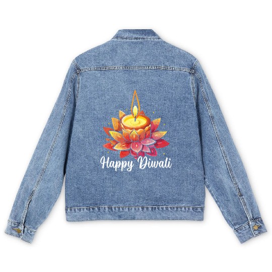 Happy Diwali Diwali Festival Indian Hindu Hinduism Men's Denim Jackets