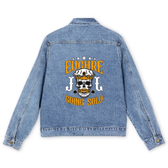 Euchre Going Solo Board Game Loves Playing Cards Men's Denim Jackets