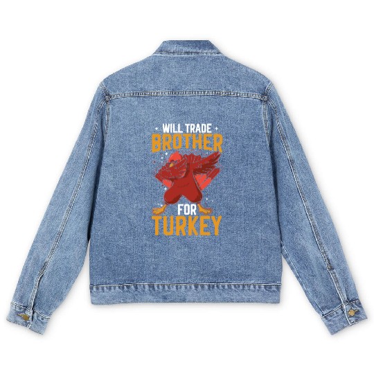 Happy Thanksgiving Holiday Dinner Turkey Blessed Men's Denim Jackets