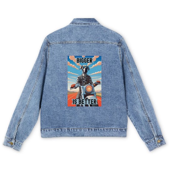 This is Great : Great Dane Riding a Motorcycle Men's Denim Jackets