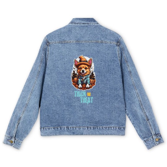 Detactive puppy -Happy Halloween Men's Denim Jackets
