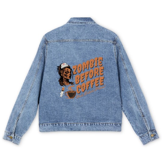 Zombie nurse when not caffeinated: Graveyard shift Men's Denim Jackets