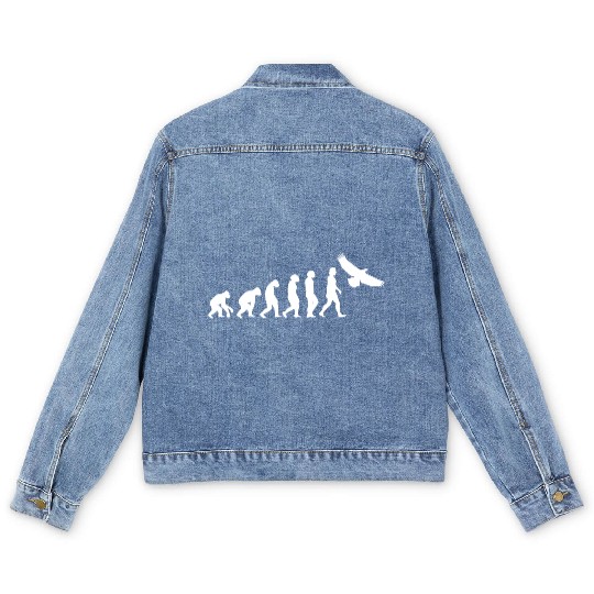 Eagle white evolution animals raptor bird Men's Denim Jackets