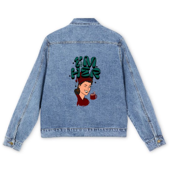 Im Her! Christmas/ Mrs. Claus design Men's Denim Jackets