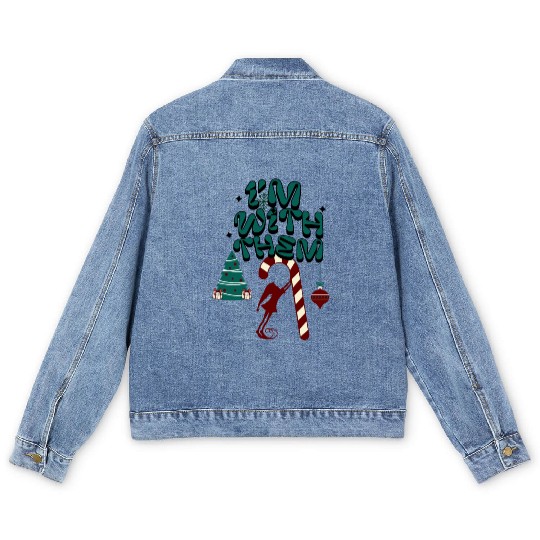 "Im with them" Christmas Elf design 2 Men's Denim Jackets
