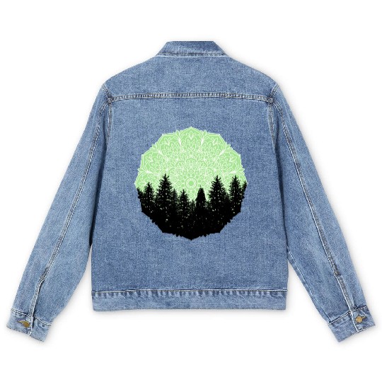 Green Forest Mandala Pacific Northwest Men's Denim Jackets