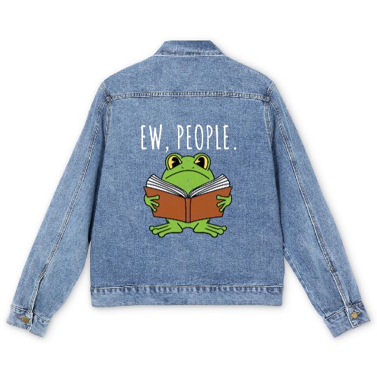 Ew People Cottagecore Frog Reading Book Men's Denim Jackets