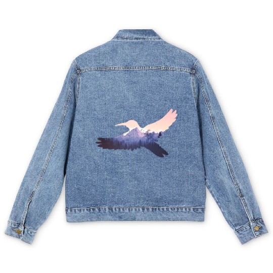 Hummingbird Bird Mountains Fly Nature Paradise Men's Denim Jackets