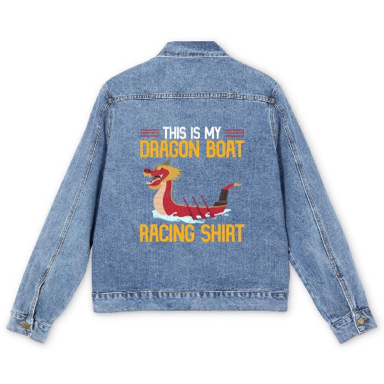 Funny This Is My Dragon Boat Racing Men's Denim Jackets Paddle