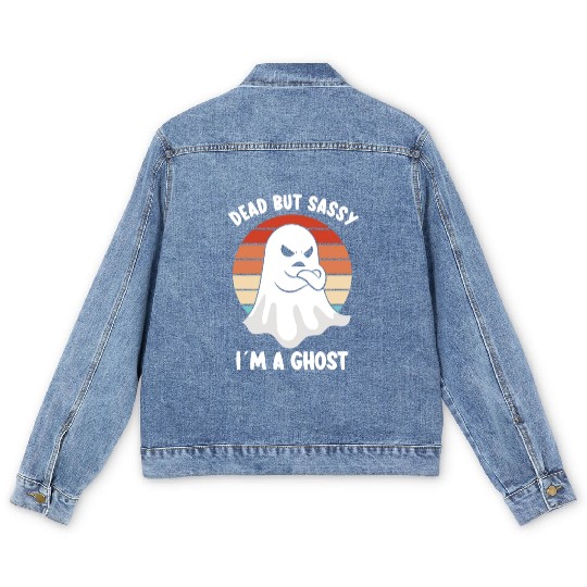 Ghost Hunter Funny Ghost Angry Ghost Halloween Men's Denim Jackets