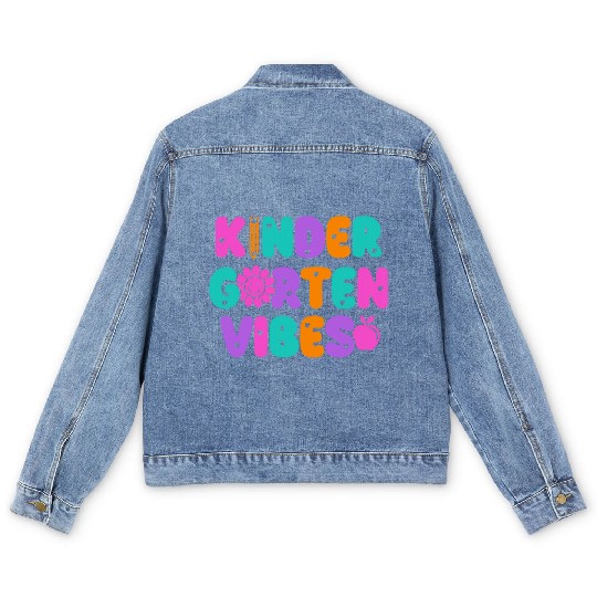 Kindergarten Vibes Kindergarten Teacher Back To Men's Denim Jackets