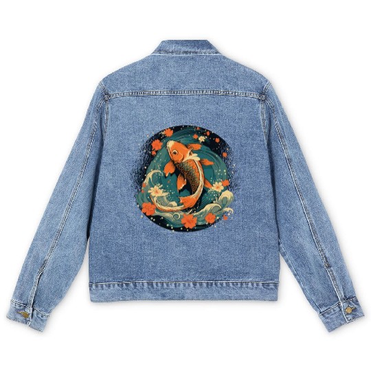 Koi Fish Koi Carp Japanese Koi Garden-Pond Koi Men's Denim Jackets