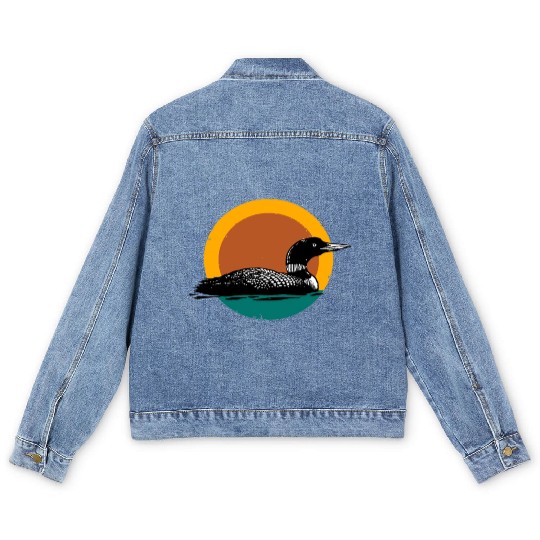 Loon Sunset Faded Look with Retro Colors Men's Denim Jackets