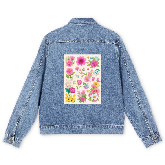 Buttercup and Marigold Spring Flowers Men's Denim Jackets