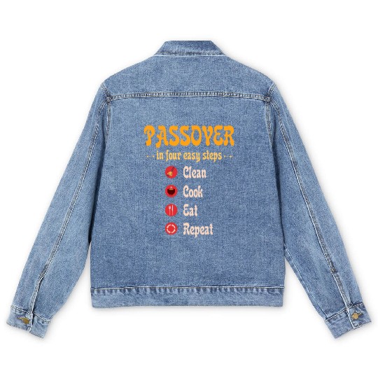 Passover 4 steps Clean Cook Eat Repeat Matzah Men's Denim Jackets